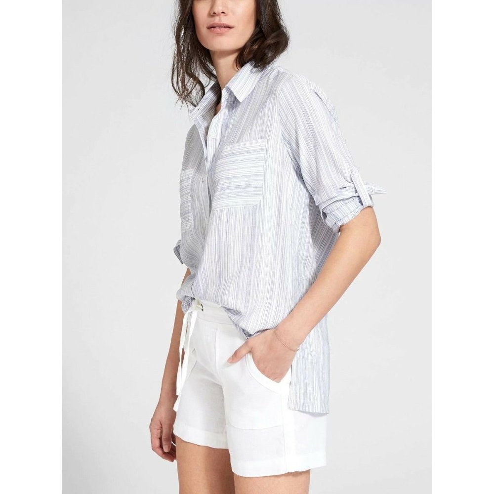 NWT Athleta Micro Stripe Peninsula Top